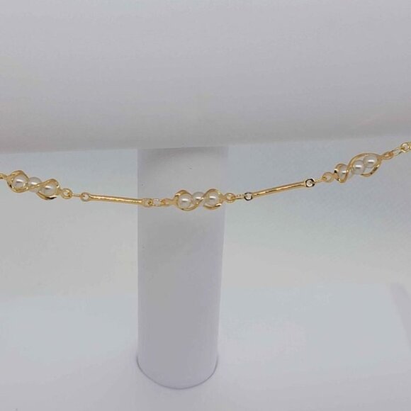 Brand New Brazilian 18k Gold Filled Multi White Pearl  Anklet - Picture 6 of 7